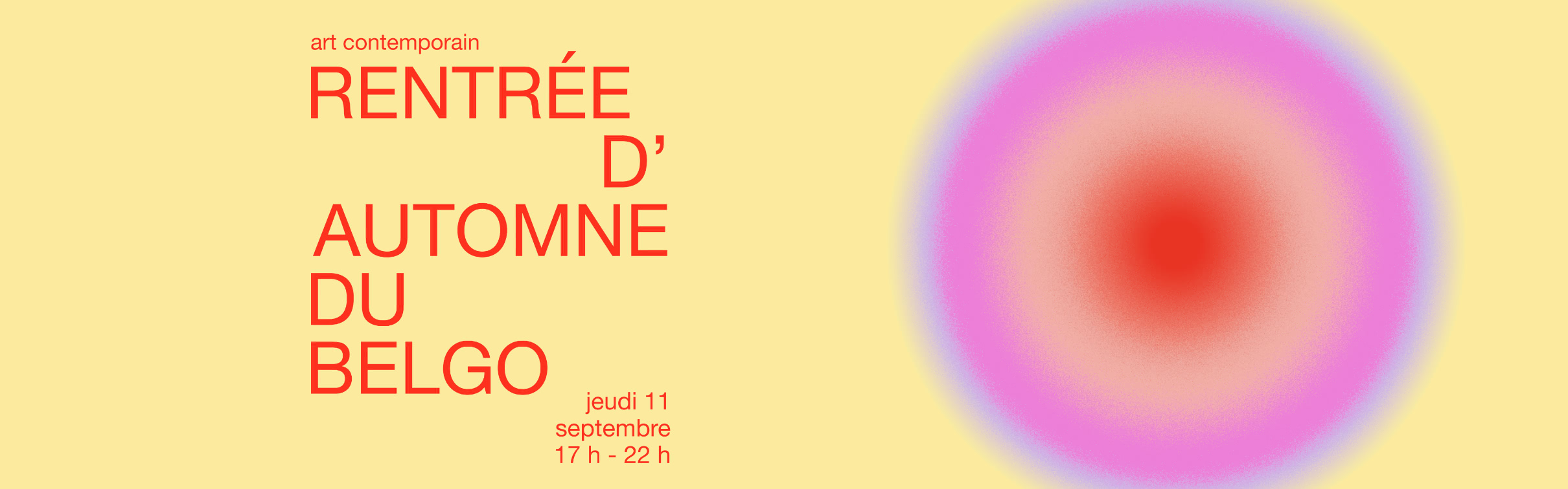 Bannière annonçant la Rentrée culturelle d'automne du Belgo, qui aura lieu le jeudi le 11 septembre 2025